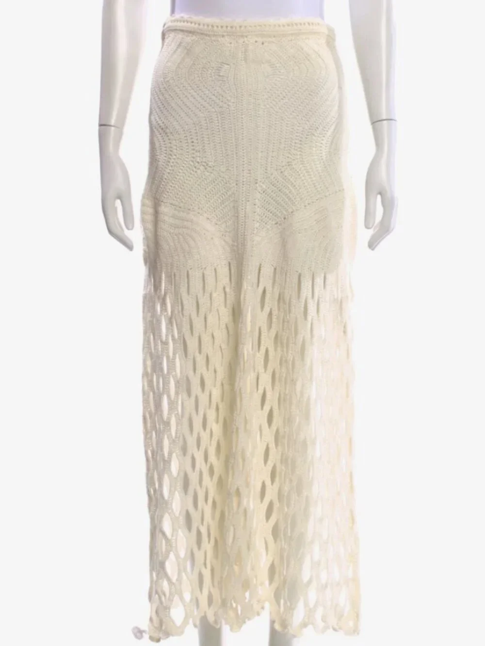 NWOT ULLA JOHNSON Lace Crochet Kalista Midi Skirt in Cowrie M/L $1,850